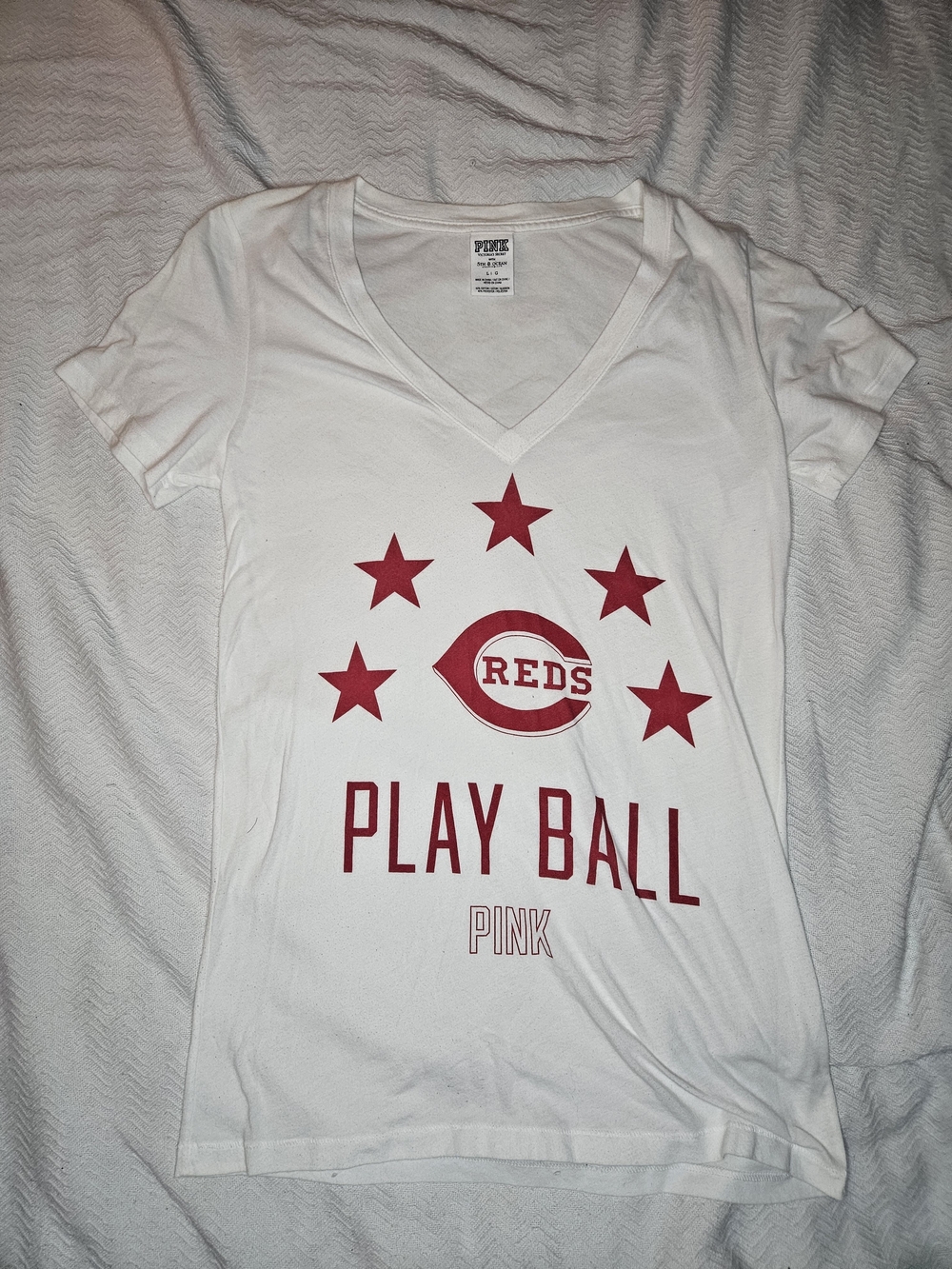 PINK Victoria's Secret White V-Neck Tee